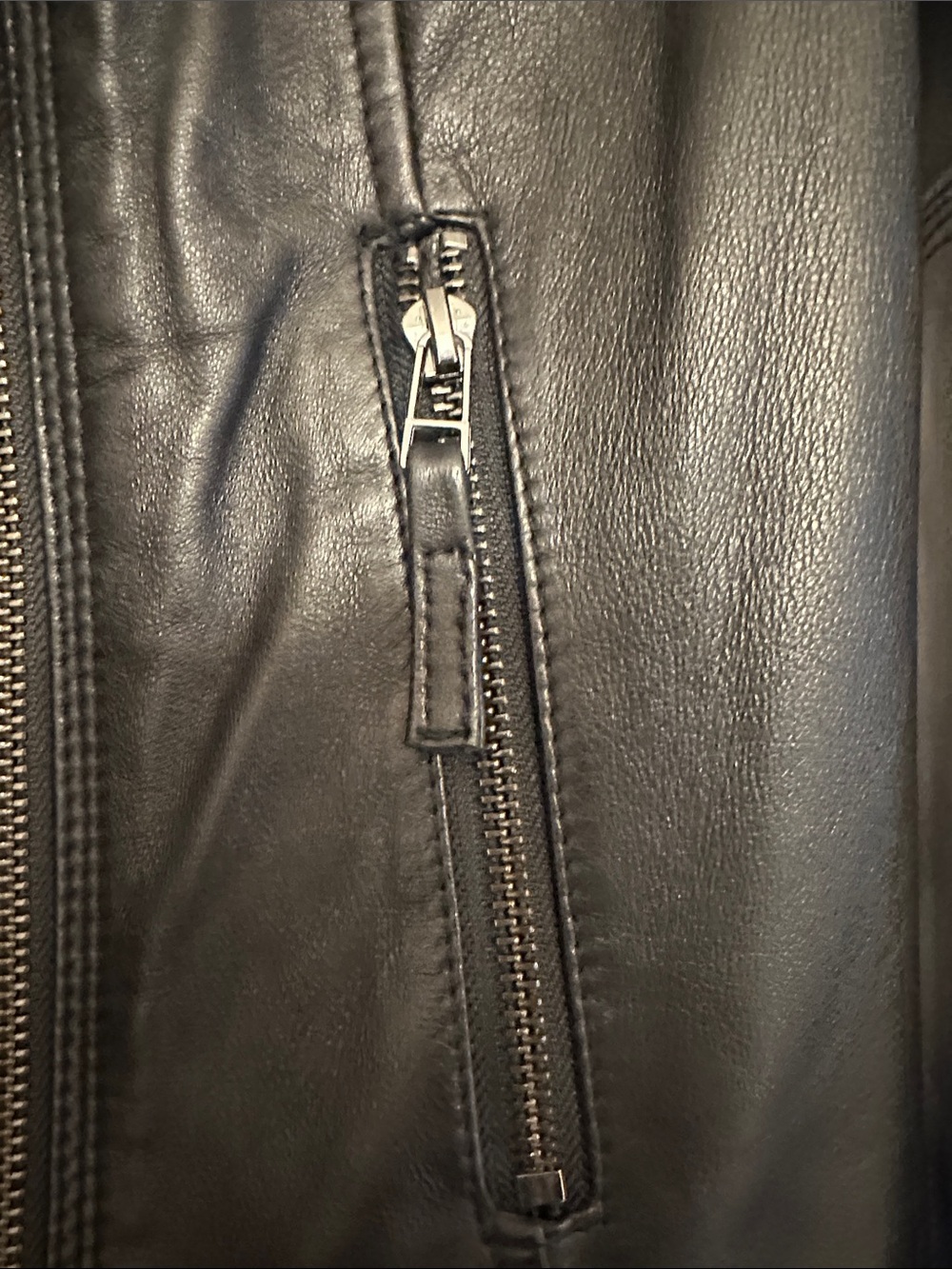 Charter Club Black Leather Moto-Style Zip Jacket - Picture 5 of 16